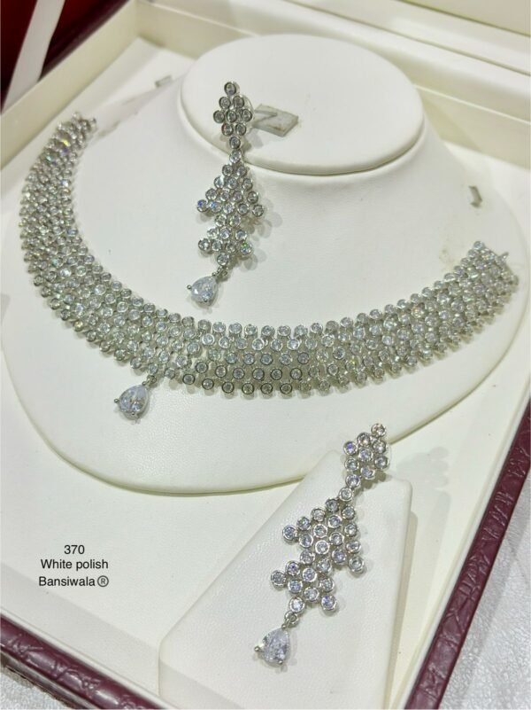 White Polish CZ Necklace Set