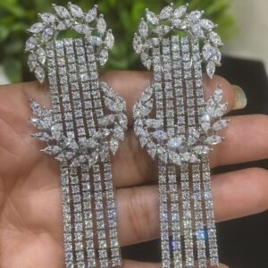White Rhodium, Light Weight Long Earing