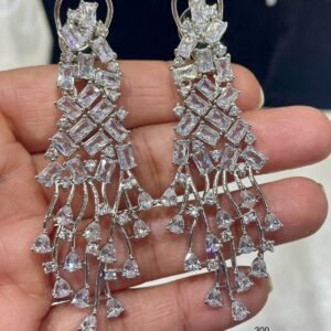 White Rhodium Long Earing