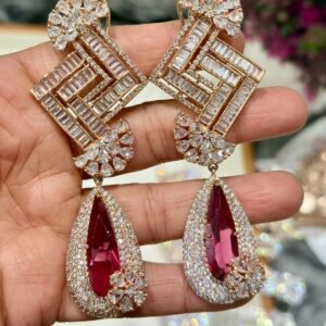 Long CZ Rosegold Earing