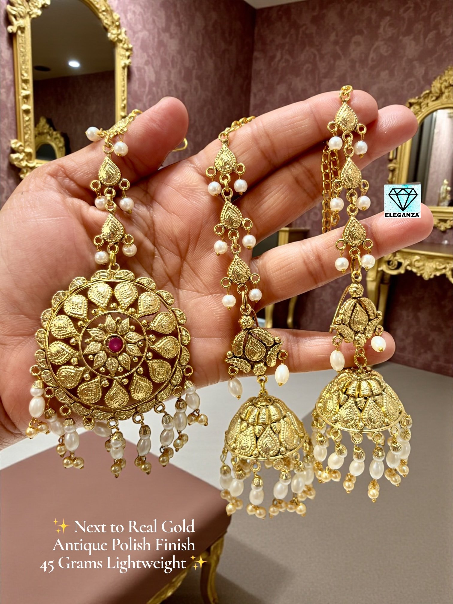 Gold Plated Antique Polish Most Famous Jhumka Set