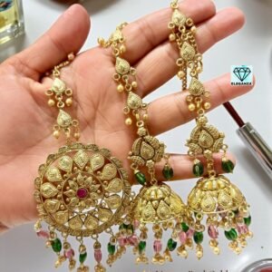 Gold Plated Antique Polish Most Famous Jhumka Set
