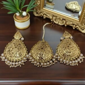 Gold Plated Real Jadau Mangtikka Set