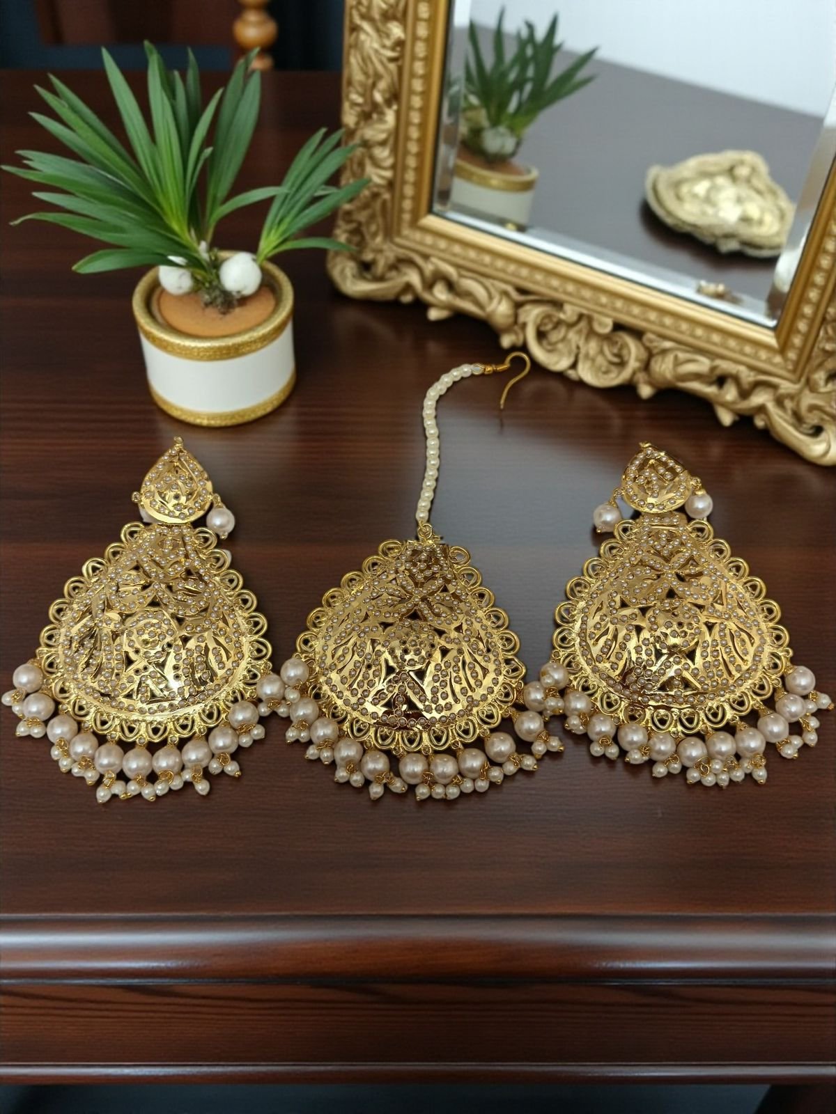 Gold Plated Real Jadau Mangtikka Set