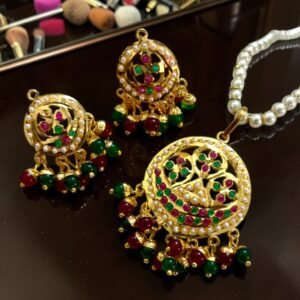Jadau Gold Plated Pendant Set