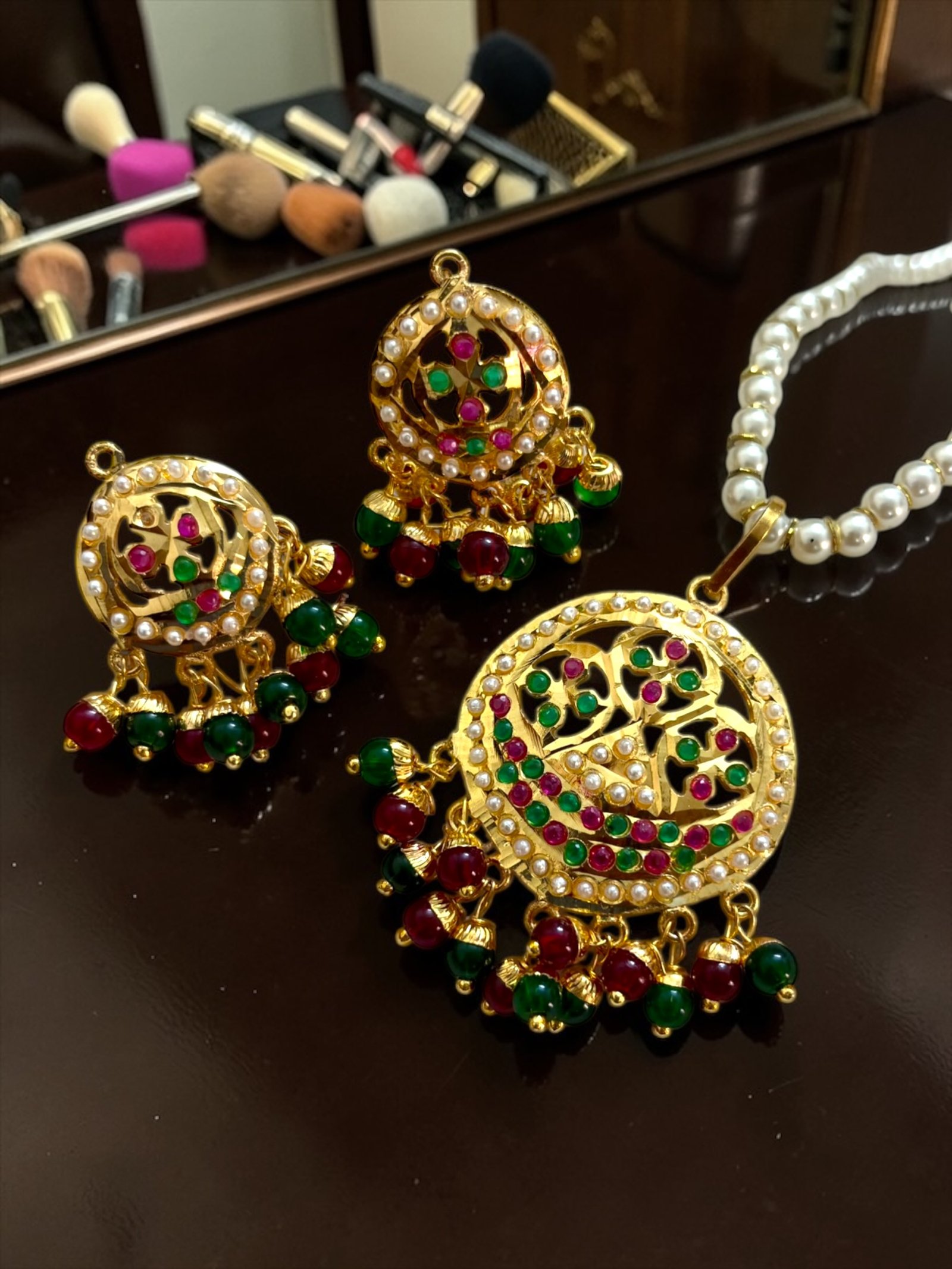 Jadau Gold Plated Pendant Set
