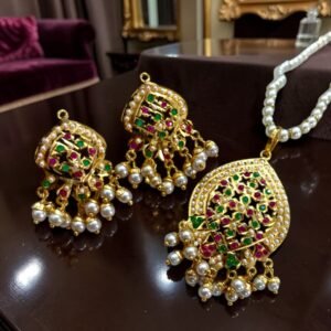 Jadau Gold Plated Pendant Set