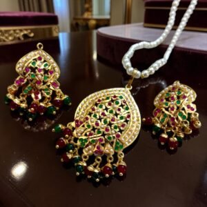 Jadau Gold Plated Pendant Set