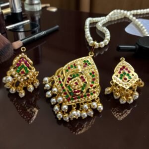 Jadau Gold Plated Pendant Set