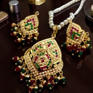 Jadau Gold Plated Pendant Set