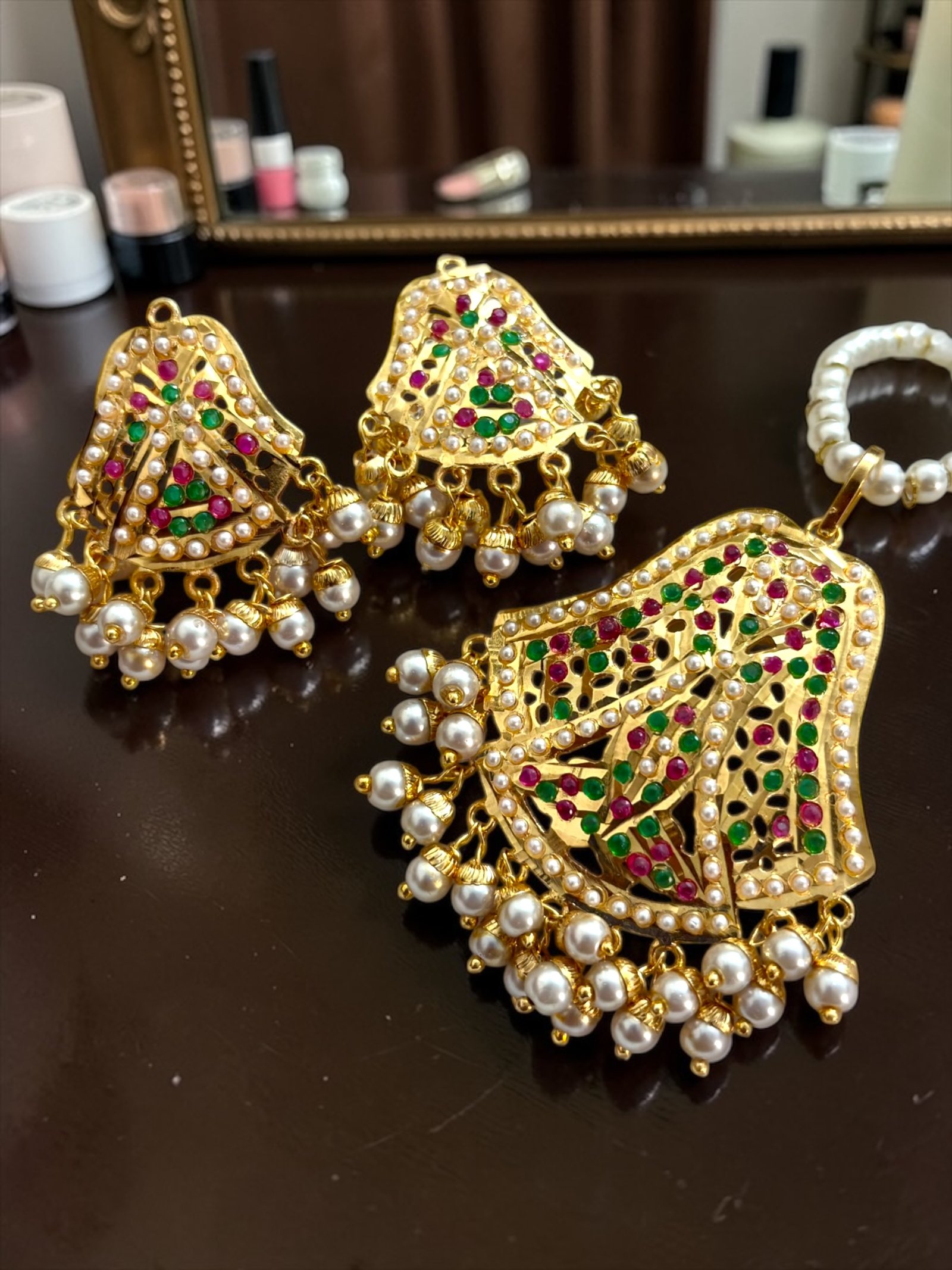 Jadau Gold Plated Pendant Set