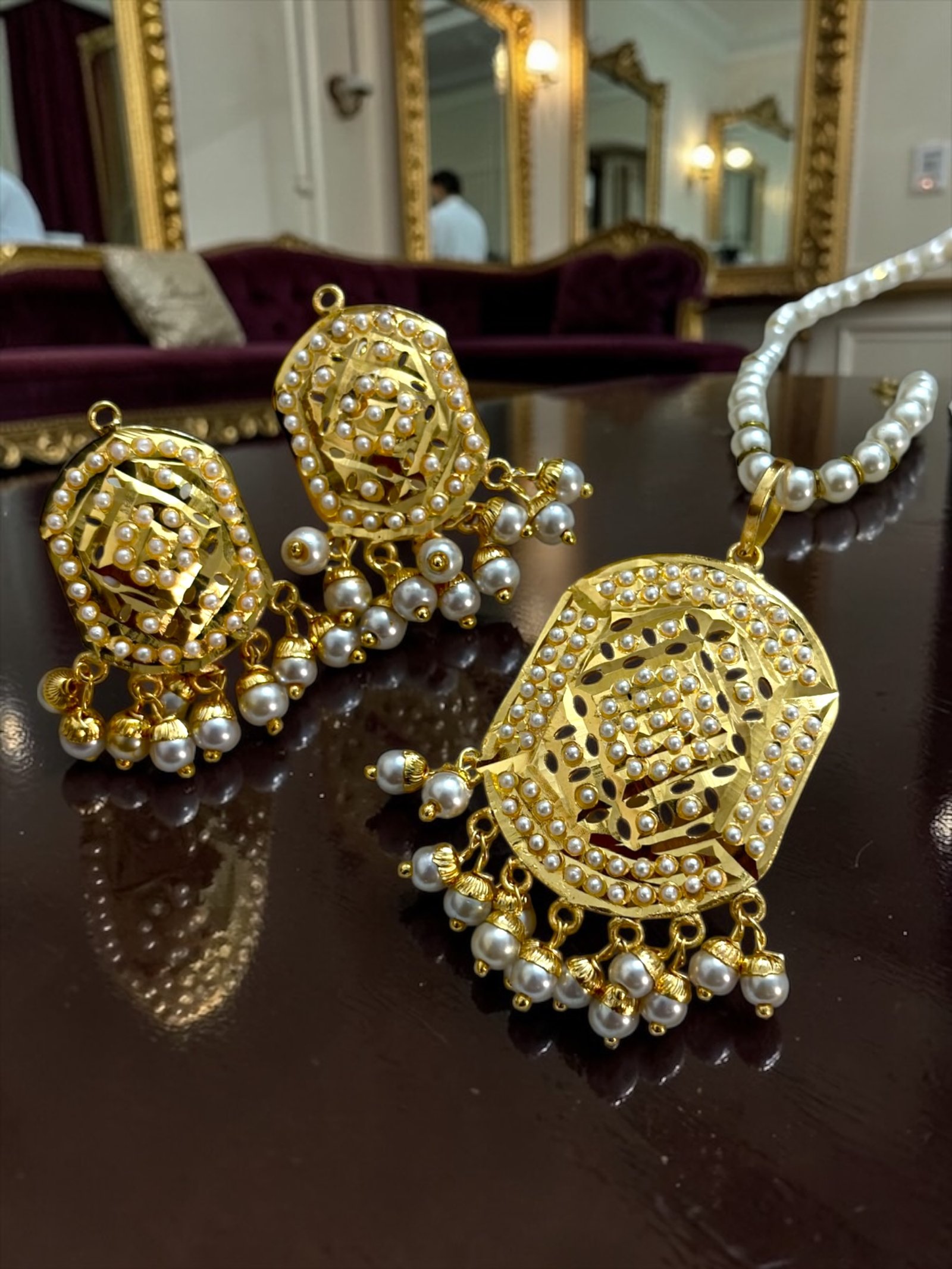 Jadau Gold Plated Pendant Set