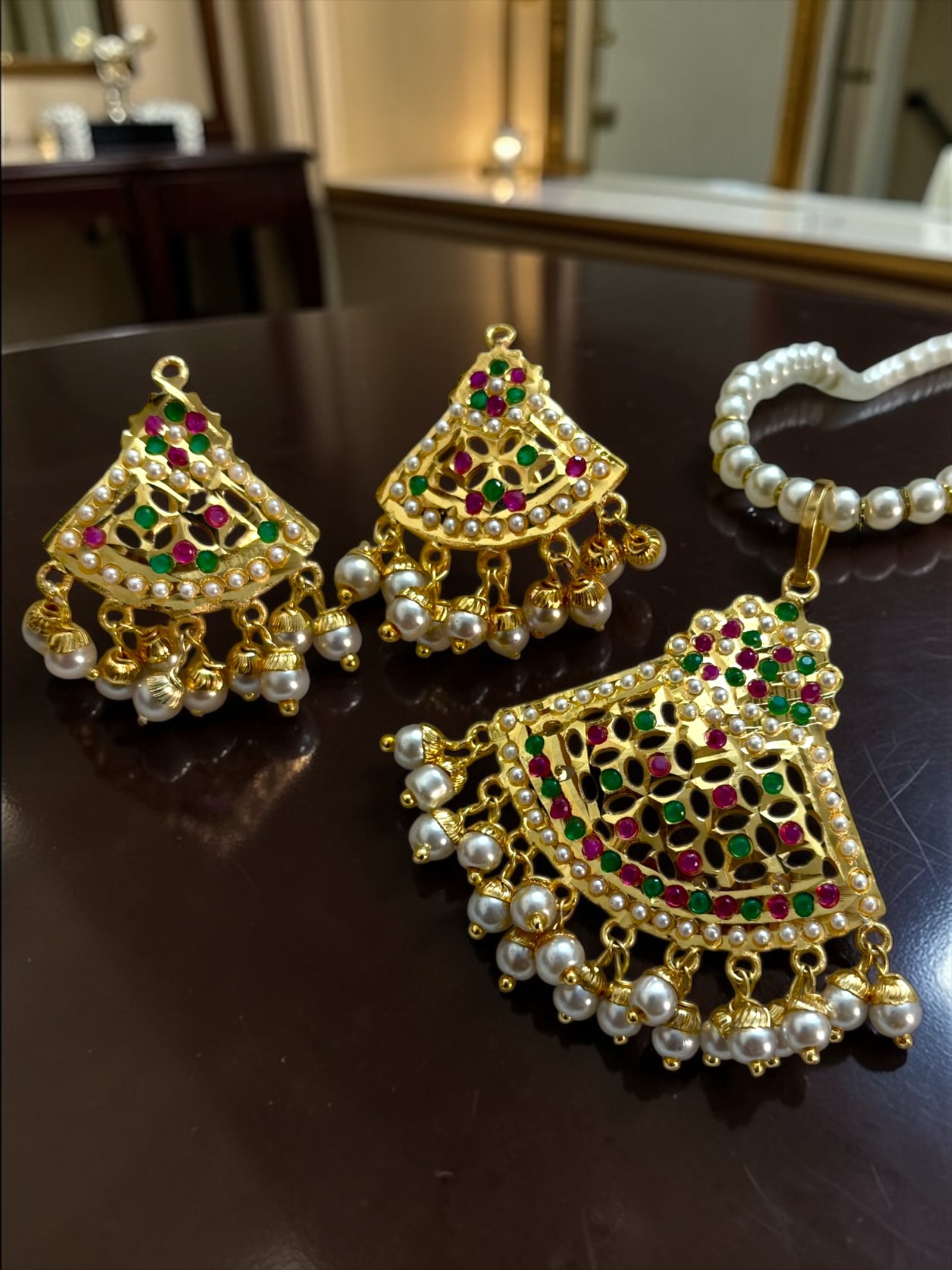 Jadau Gold Plated Pendant Set